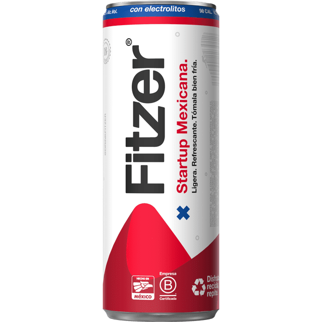 FITZER Agua Mineral con Alcohol Destilado y Sabor Natural - 24 Latas de 355 ml - Sabor Frutos Rojos