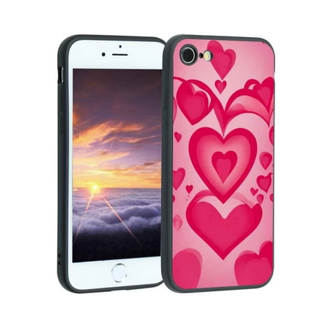 Compatible with iPhone 7 Phone Case, Hearts-198 Case Silicone Protective for Teen Girl Boy Case for iPhone 7