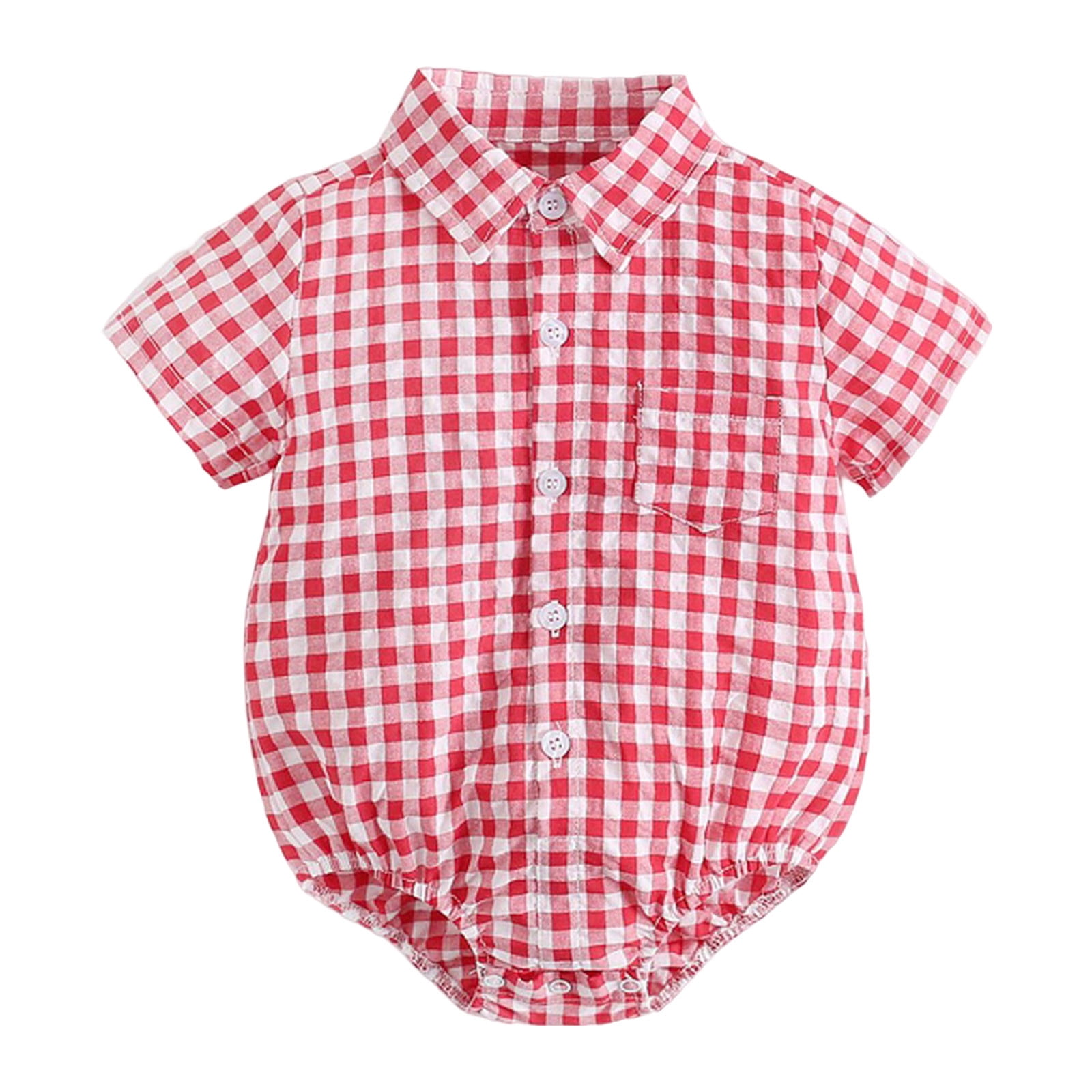EnJoCho Unisex Baby Short Sleeve Animal Print Romper - Soft Cotton Summer Bodysuit, Breathable Play Outfit for Baby & Toddlers, Daycare & Outdoor Activities (0-6 Months,Red)