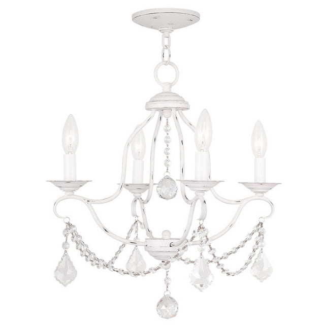 Livex Lighting Chesterfield 4-Light Mini Chandelier in Antique White