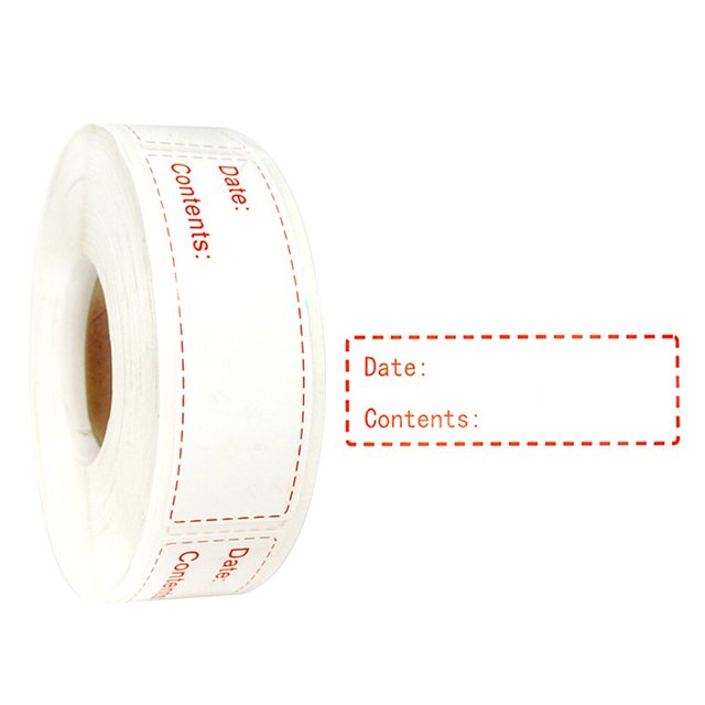 Injueey 150 uds/rollo de etiqueta de fecha rollo de etiqueta de contenido de fecha de refrigerador pegatina de almacenamiento de alimentos de Herramientas y accesorios para hornear