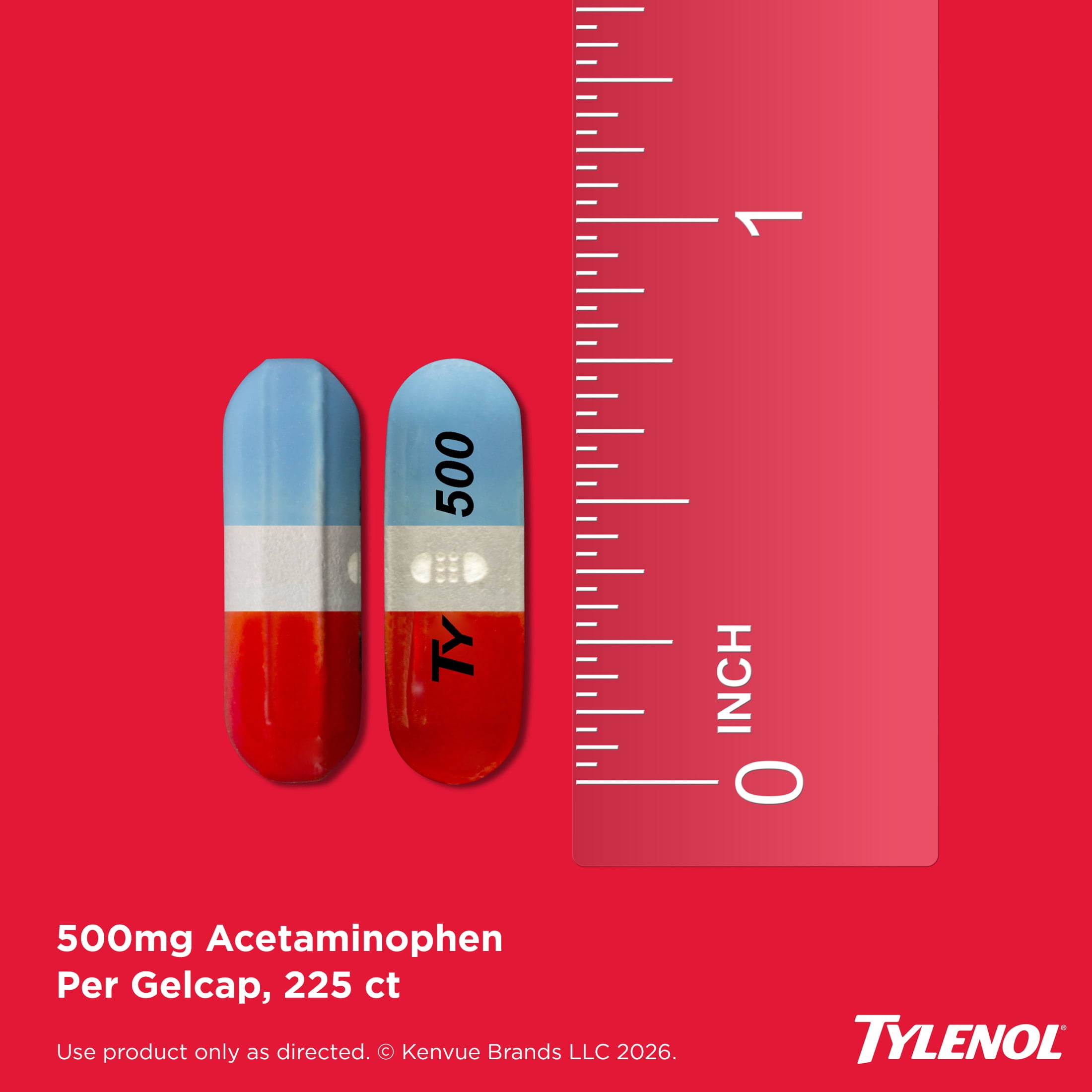 Tylenol Rapid Release Extra Strength Gelcaps, Acetaminophen 500 mg, Strong, Fast, 225 Count Size