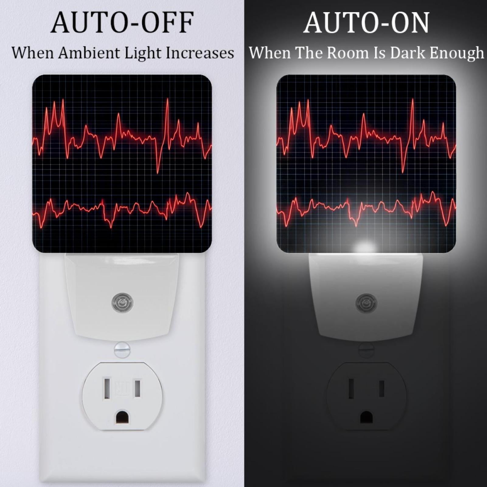 PhooArto Lifeline Heart Pattern Plug in LED Night Light Auto Sensor Dusk to Dawn Decorative Night for Bedroom, Bathroom, Kitchen, Hallway, Stairs, Baby's Room, Energy Saving