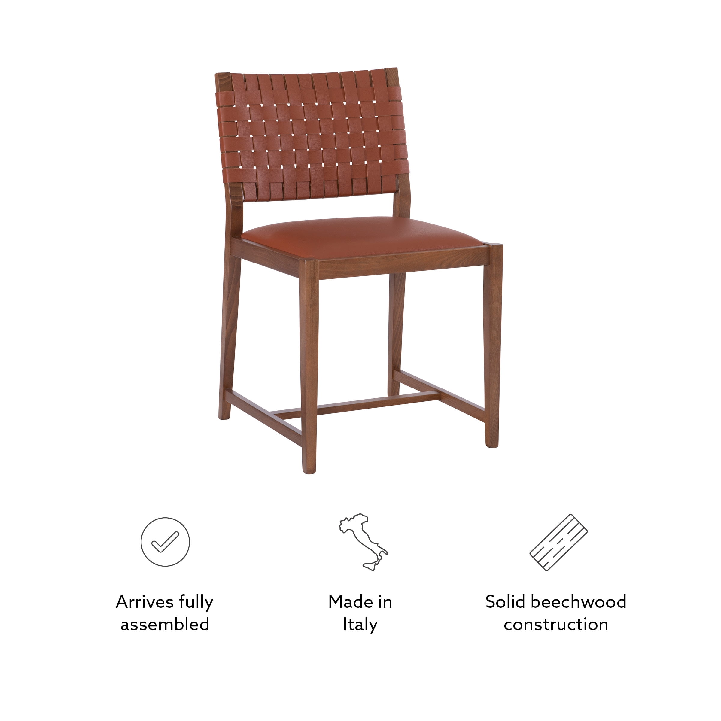Linon Marshall Indoor Dining Chair, Brown Leather