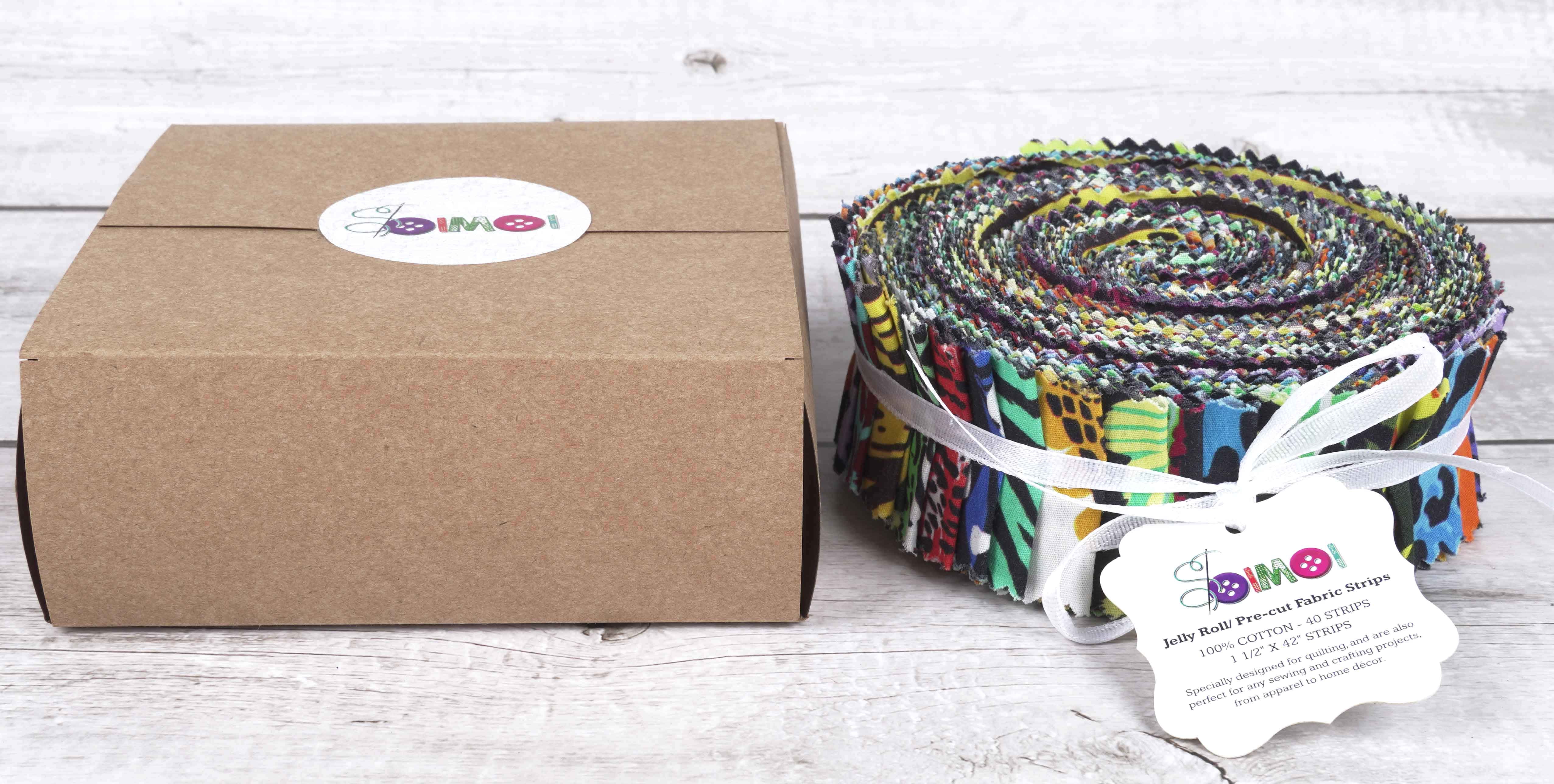 Soimoi 40Pcs Tie Dye Print Precut Fabrics Strips Roll Up 1.5x42inches Cotton Jelly Rolls For Quilting - Multicolor