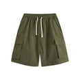 thumbnail image 4 of QATAINLAV Mens Big and Tall Casual Cargo Shorts Baggy Wide Leg Elastic Waist Drawstring Gym Sport Shorts with Flap Pockets Army Green XXXXXL, 4 of 6