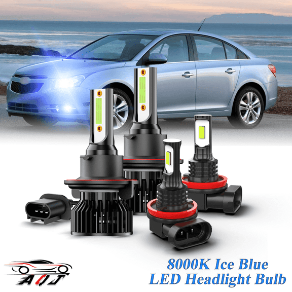 8000K Ice Blue LED Bulb for Chevy Cruze 2011-2015 High-Low Beam Headlight Foglight Bulbs Combo Pack of 4