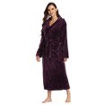 thumbnail image 6 of PajamaX Hooded Womens Robe, Long Plush Robes for Women, Two Side Pockets and Belts, Warm and Cozy (M, Dark Purple), 6 of 7