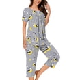 thumbnail image 6 of NominalSnug Pajama Sets for Women Short Sleeve Sleepwear Wide Leg Capri Pants Loungewear Graphic Print Pjs Set, 6 of 8