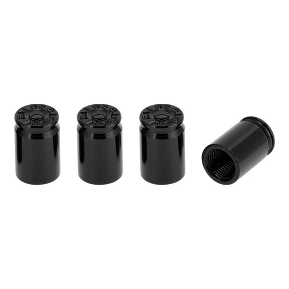 Unique Bargains 4 Pcs Tire Valve Stem Caps Stylish 7x16.5mm Tyre Valve Dust Covers Bullet Case Shape Aluminum Alloy Black