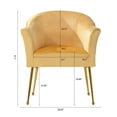 thumbnail image 4 of Barrel Accent Chair, Modern Luxury Velvet Upholstered Side Chair Armchair Golden Metal Legs Vanity Reading Chair for Living Room Bedroom Dining Room, Yellow, 4 of 7