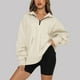 thumbnail image 1 of ICHUANYI liquidación moda mujer Casual sólido cremallera cuello vuelto manga larga sudadera Tops blusa con bolsillo ICHUANYI WER2023082205217, 1 of 7