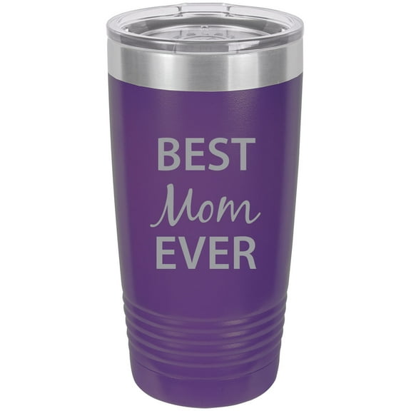 Best Mom Ever Stainless Steel Engraved Insulated Tumbler 20 Oz Travel Coffee Mug, Purple