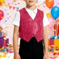 thumbnail image 2 of DHFJKG Boys Girls Sparkly Sequins Vest Sleeveless V Neck Crop Top Performance Stage Dance Shows Party Events Hip Hop Jazz Dancewear For Kids Soft Tops, 2 of 4