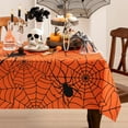 thumbnail image 3 of Halloween Tablecloth Rectangular Orange Spider Web Table Cloths, Spillproof Washable Polyester Tablecover - Perfect for Halloween Party Decorations, 60 x 84 inch, 3 of 6