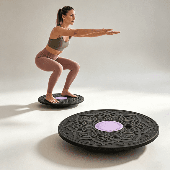 Renyuanyuan Wobble Balance Board, Non-Slip, Purple, for Core Training, Stability, Physical Therapy, Adults