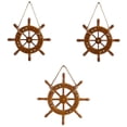 thumbnail image 1 of 3x Vintage Wooden Wall Hanging Ship Wheel Wall Decor Ornament for Home Birthday Soledad Timón de barco colgante, 1 of 10