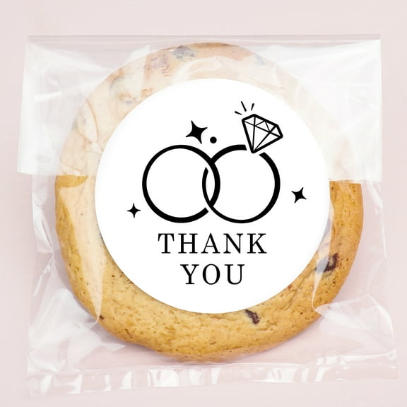 Big Dot of Happiness Wedding Thank You Stickers and Clear Cookie Bags, Cellophane Treat Bags 4.25x7 IN for Candy or Baked Goods - 25 Count