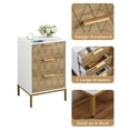 thumbnail image 3 of Chic Bedside Table with 3 Drawers, Perfect Modern Nightstand for Bedroom Spaces，Natural+White, 3 of 9