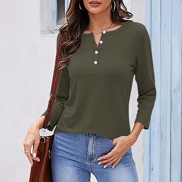 RXIRUCGD Hauts à Boutons Amples Décontractés Unis pour Femmes, Bronze, Taille : 2TG