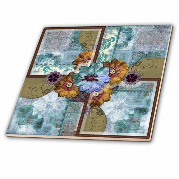 3dRose, Bohemian Floral, 6 Inch Ceramic Tile