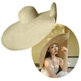 thumbnail image 6 of Women Beach Hat, Summer Floppy Wide Brim Hat, Roll Up , Straw Hat Protection - Beige, 6 of 8