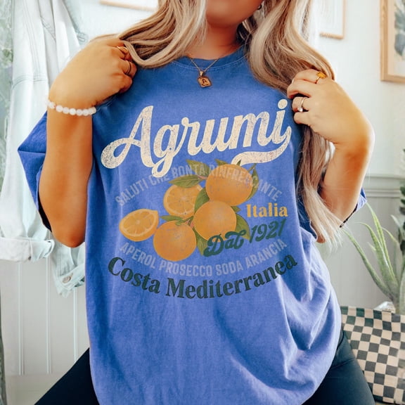Italy Shirt Retro Aperol Spritz Tee Agrumi Citrus Logo Tee Costa Mediterranea Summer Orang