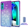 thumbnail image 2 of Case for LG Velvet, Nakedcellphone [Purple Waterfall] Flexible TPU Slim Cover [with Snow-Globe Glitter Bling, Iridescent Hearts and Rhinestone Crystals] for LG Velvet Phone LM-G900M, 2 of 8