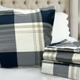 thumbnail image 3 of Casa Platino Flannel Sheet Set, 100% Cotton, 3 Piece Deep Pocket Bed Sheets - Twin Size, Navy Check, 3 of 7