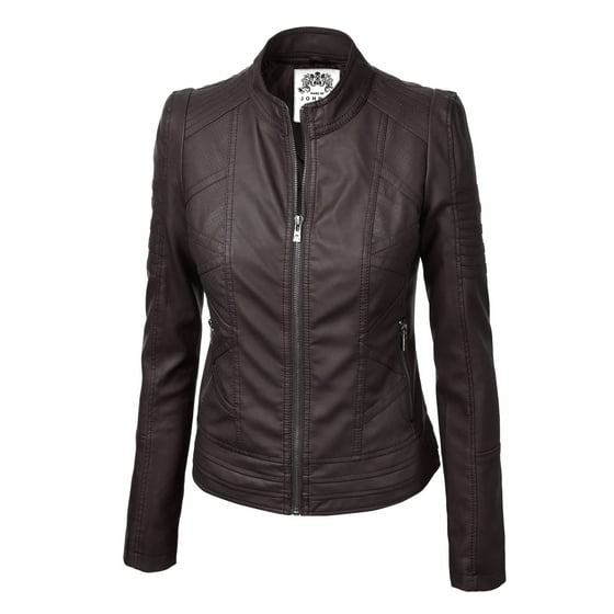 Made by Johnny - MBJ WJC746 Womens Vegan Leather Motorcycle Jacket M ...