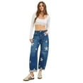 thumbnail image 6 of RISEN Mid Rise Ankle Length Relaxed Barrel Star Printed Jeans, 6 of 6