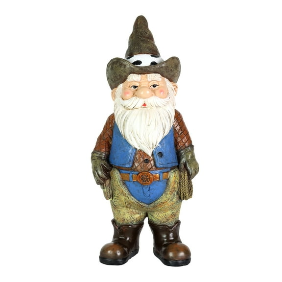 Exhart Bronco Billy Cowboy Gnome Garden Statue, 6 by 13.5 inches, Resin, Multicolor