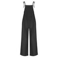 thumbnail image 4 of QATAINLAV Women's Denim Bib Overalls Casual Loose Adjustable Straps Wide Leg Jean Jumpsuits Solid Color Onesie Jeans Work Clothes Black L Ropa de Verano Para Mujer, 4 of 9