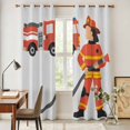 thumbnail image 5 of Kitchen Curtains 84 Inch Length 2 Panels, Firefighters Grommets Window Treatment Curtain, Cartoon Red Uniform Fire Truck Grey Thermal Curtains Drapes for Living Room/Bathroom, 5 of 9
