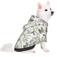 thumbnail image 2 of Goofa Wisteria Flower Pattern Small Dog Sweater Hoodies Pet Grey Hooded Soft Fleece Sweatshirts with Pocket Fall Winter Puppy Cat Sweaters Warm Clothes-Large, 2 of 8