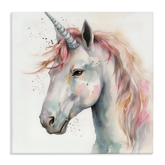 Stupell Industries Contemporary Unicorn With Pink Mane Canvas Art, 17 x 17, by Creative Studio