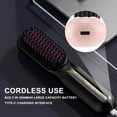 thumbnail image 6 of Ionic Hair Straightener Brush for Frizz-Free Silky Hair，Cordless Rechargeable Hair Straightener，USB Rechargeable & 3 Temp Settings & Anti-Scald, Pink, 6 of 12