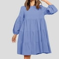 thumbnail image 2 of APEXFWDT Womens Long Puff Sleeve Dress Casual Babydoll A-Line Mini Dresses for Women High Waist Loose Flowy Pleated Tunic Dress, 2 of 6
