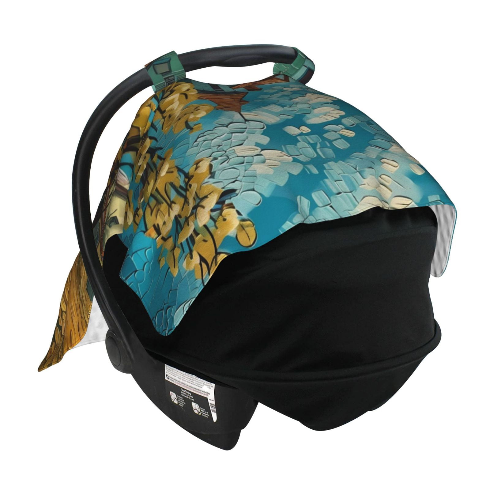 Car Seat Cover Baby - Impressionist Village Sky Breathable Infant Car Seat Cover for Baby Carseat, Lightweight Comfort Baby Essentials Must Haves Newborn Stuff for Girl Boy