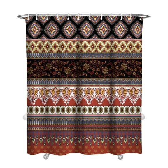 72x84 Inch Boho Shower Curtain Tribal Earth Tones Polyester Fabric for Bathroom Décor Machine Washable Waterproof