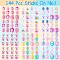 thumbnail image 3 of Uñas postizas adhesivas Thrilez 144 piezas para niñas y niños, arcoíris, 3 of 7