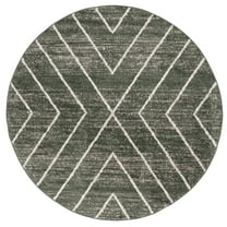 SAFAVIEH Adirondack Evonne Geometric Area Rug, Dark Green/Ivory, 6' x 6' Round