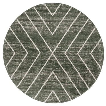 SAFAVIEH Adirondack Evonne Geometric Area Rug, Dark Green/Ivory, 6' x 6' Round