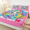 thumbnail image 4 of Erosebridal Cartoon Kawaii Mermaid Bed Sheets,Cute Rainbow Coral Starfish King Sheets For Girly 4-Piece, 4 of 6
