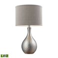 thumbnail image 1 of ElkGroup International D124-LED Hammered Chrome Plated LED Table Lamp With Grey Faux Silk Shade, 1 of 2