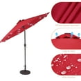 thumbnail image 3 of ACEGOSES LED Outdoor Patio 9′ Circle Deck Market Umbrella, Solar Lights Table Umbrellas With Non-Fading solution-dyed Canopy Red, 3 of 8