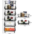 thumbnail image 2 of Metal Wire Baskets With Wheels 6 Tier Stackable Fruit Vegetable Basket Rack Storage Bins Shelf for Kitchen Pantry,Market, Garage, 2 of 14