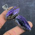 thumbnail image 2 of Natural Russian Charoite Gemstone 925 Sterling Silver Jewelry Pendant 3.15", 2 of 2
