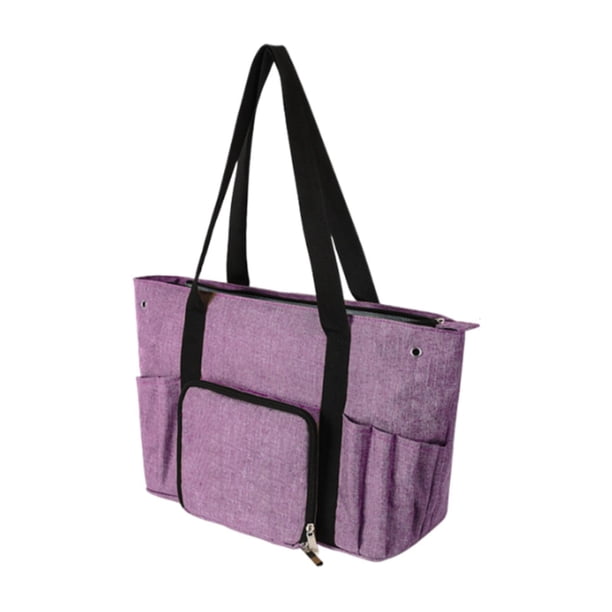Bolsa de crochet, organizador de hilo, bolsa para agujas de tejer, suministros para crochet, bolsa de tela Oxford 600D vacía, bolsa de almacenamiento violeta