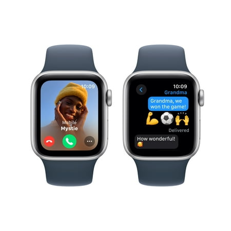 Apple Watch SE 2nd Generation (GPS + Cellular) 40mm Silver Aluminum Case with Storm Blue Sport Band - M/L - Silver